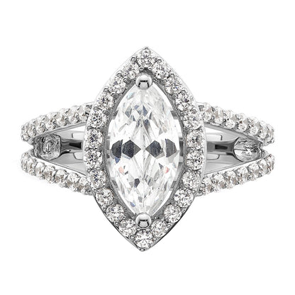 2.00ct. CZ Solid Real 14K White Gold Marquise Halo Engagement Ring
