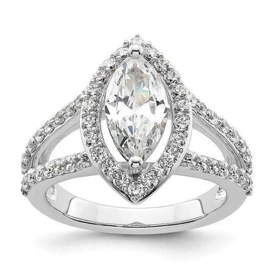 2.00ct. CZ Solid Real 14K White Gold Marquise Halo Engagement Ring