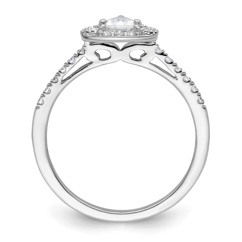 14K White Gold Halo Plus (Holds 1/4 Carat (4.00mm) Trillion Center) Diamond Semi Mount Engagement Ring