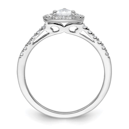 14K White Gold Halo Plus (Holds 1/4 Carat (4.00mm) Trillion Center) Diamond Semi Mount Engagement Ring