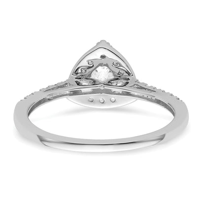 14K White Gold Halo Plus (Holds 1/4 Carat (4.00mm) Trillion Center) Diamond Semi Mount Engagement Ring