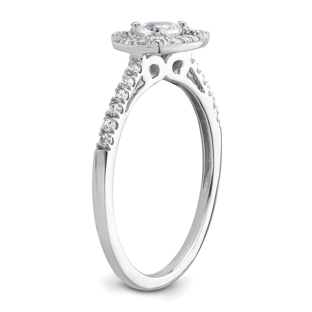 14K White Gold Halo Plus (Holds 1/4 Carat (4.00mm) Trillion Center) Diamond Semi Mount Engagement Ring