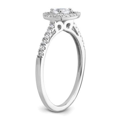 14K White Gold Halo Plus (Holds 1/4 Carat (4.00mm) Trillion Center) Diamond Semi Mount Engagement Ring