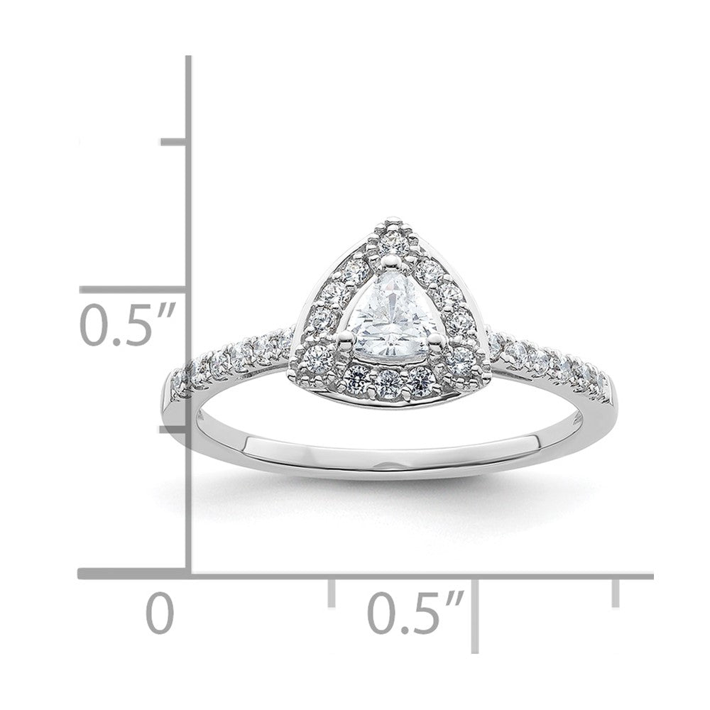 14K White Gold Halo Plus (Holds 1/4 Carat (4.00mm) Trillion Center) Diamond Semi Mount Engagement Ring