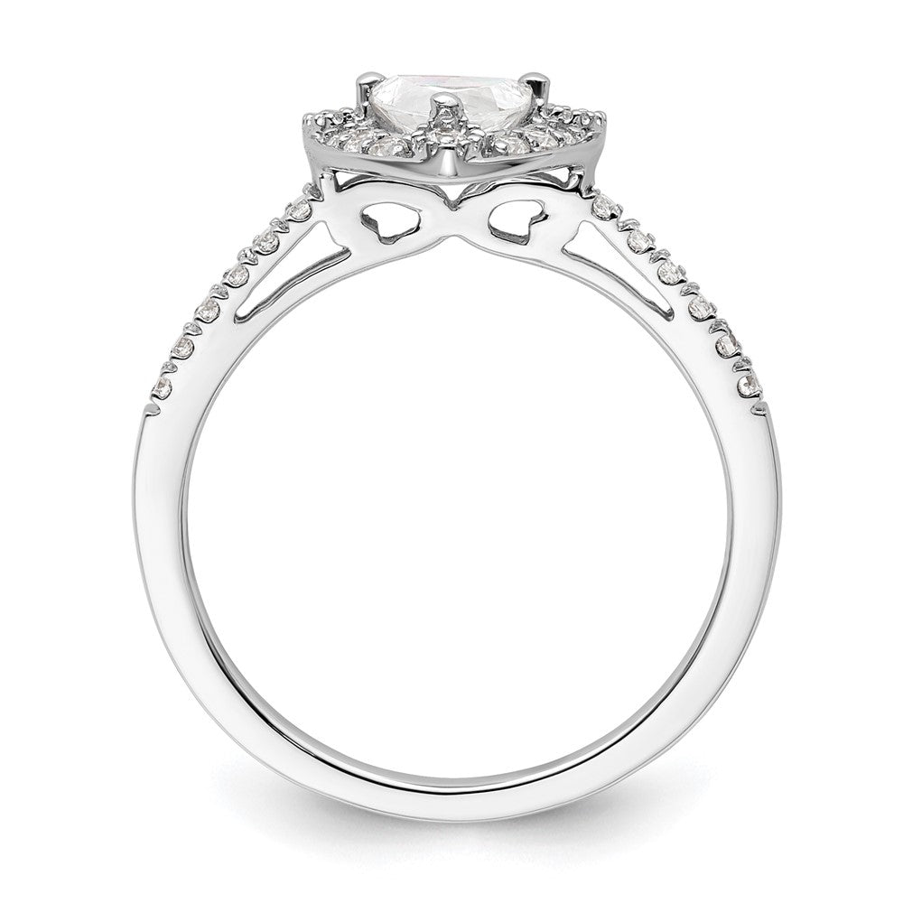 0.50ct. CZ Solid Real 14K White Gold Trillion Halo Engagement Ring