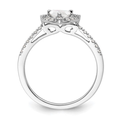 0.50ct. CZ Solid Real 14K White Gold Trillion Halo Engagement Ring