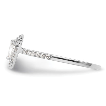 0.50ct. CZ Solid Real 14K White Gold Trillion Halo Engagement Ring
