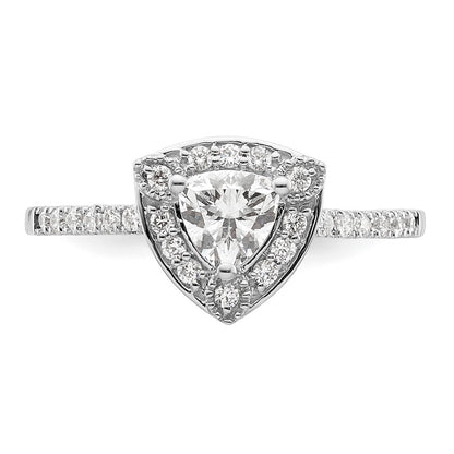 0.50ct. CZ Solid Real 14K White Gold Trillion Halo Engagement Ring