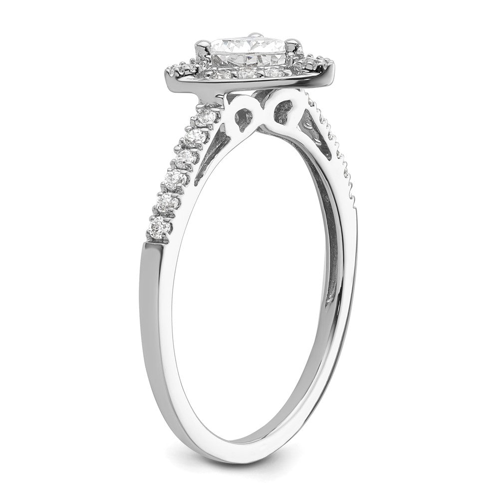 0.50ct. CZ Solid Real 14K White Gold Trillion Halo Engagement Ring