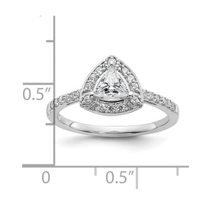 0.50ct. CZ Solid Real 14K White Gold Trillion Halo Engagement Ring