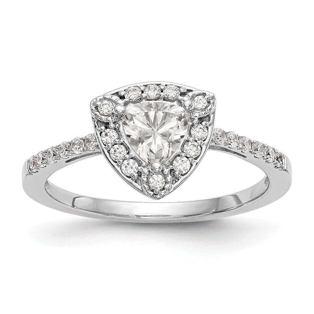 1.00ct. CZ Solid Real 14K White Gold Trillion Halo Engagement Ring