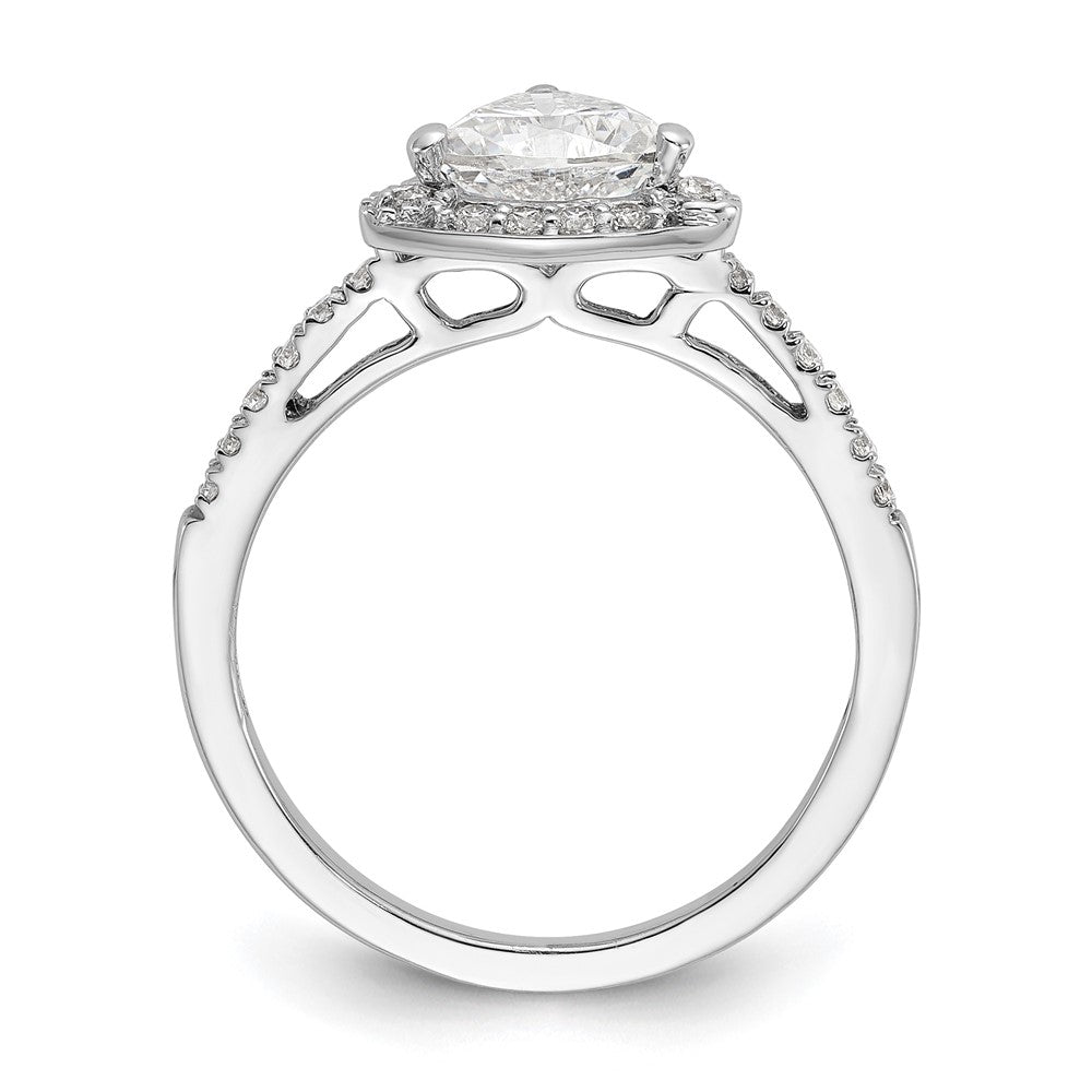 1.00ct. CZ Solid Real 14K White Gold Trillion Halo Engagement Ring