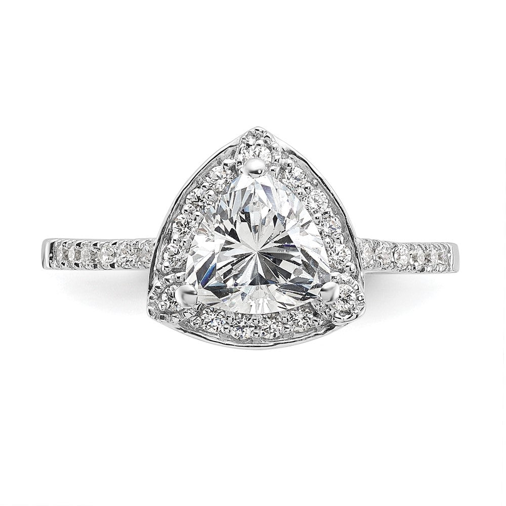 1.00ct. CZ Solid Real 14K White Gold Trillion Halo Engagement Ring