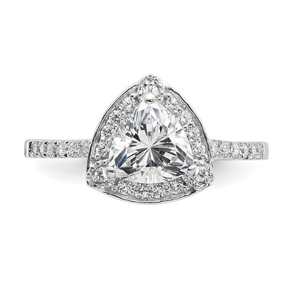 1.00ct. CZ Solid Real 14K White Gold Trillion Halo Engagement Ring
