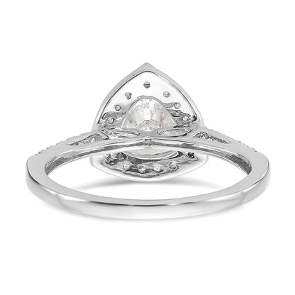 1.00ct. CZ Solid Real 14K White Gold Trillion Halo Engagement Ring