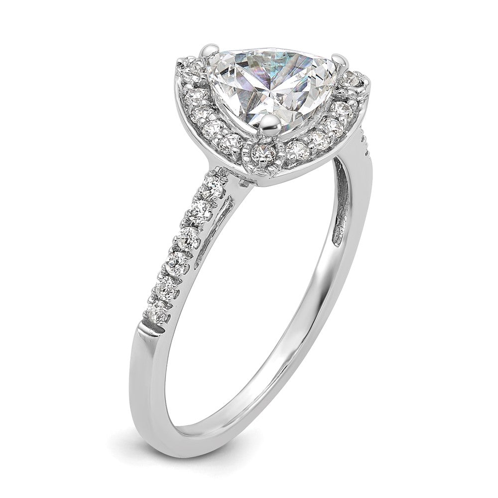 1.00ct. CZ Solid Real 14K White Gold Trillion Halo Engagement Ring