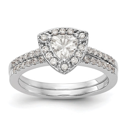 1.00ct. CZ Solid Real 14K White Gold Trillion Halo Engagement Ring