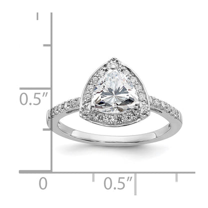 1.00ct. CZ Solid Real 14K White Gold Trillion Halo Engagement Ring