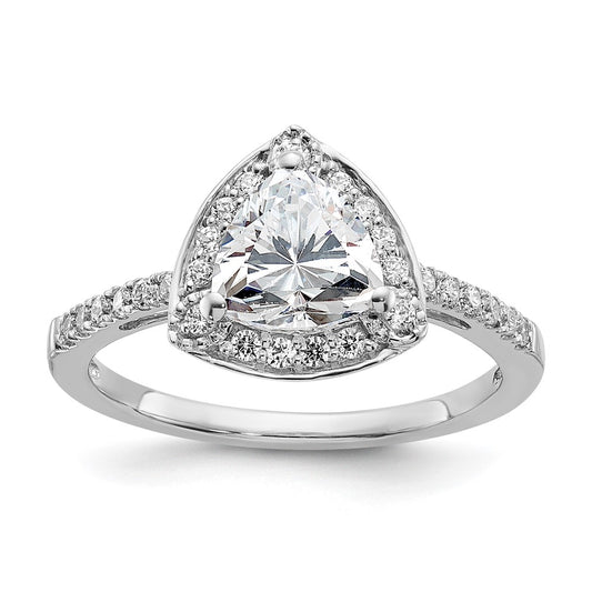1.00ct. CZ Solid Real 14K White Gold Trillion Halo Engagement Ring