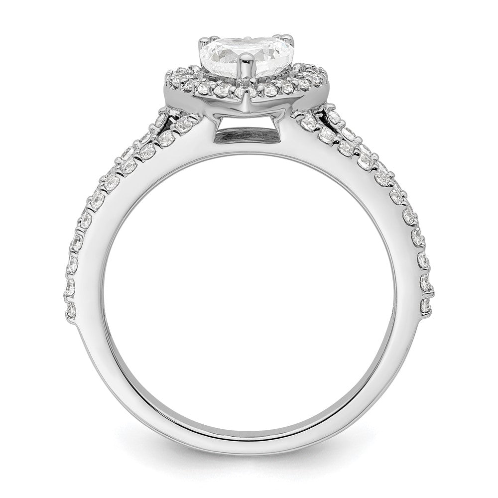 0.50ct. CZ Solid Real 14K White Gold Heart Halo Engagement Ring