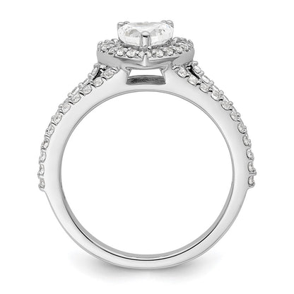 0.50ct. CZ Solid Real 14K White Gold Heart Halo Engagement Ring