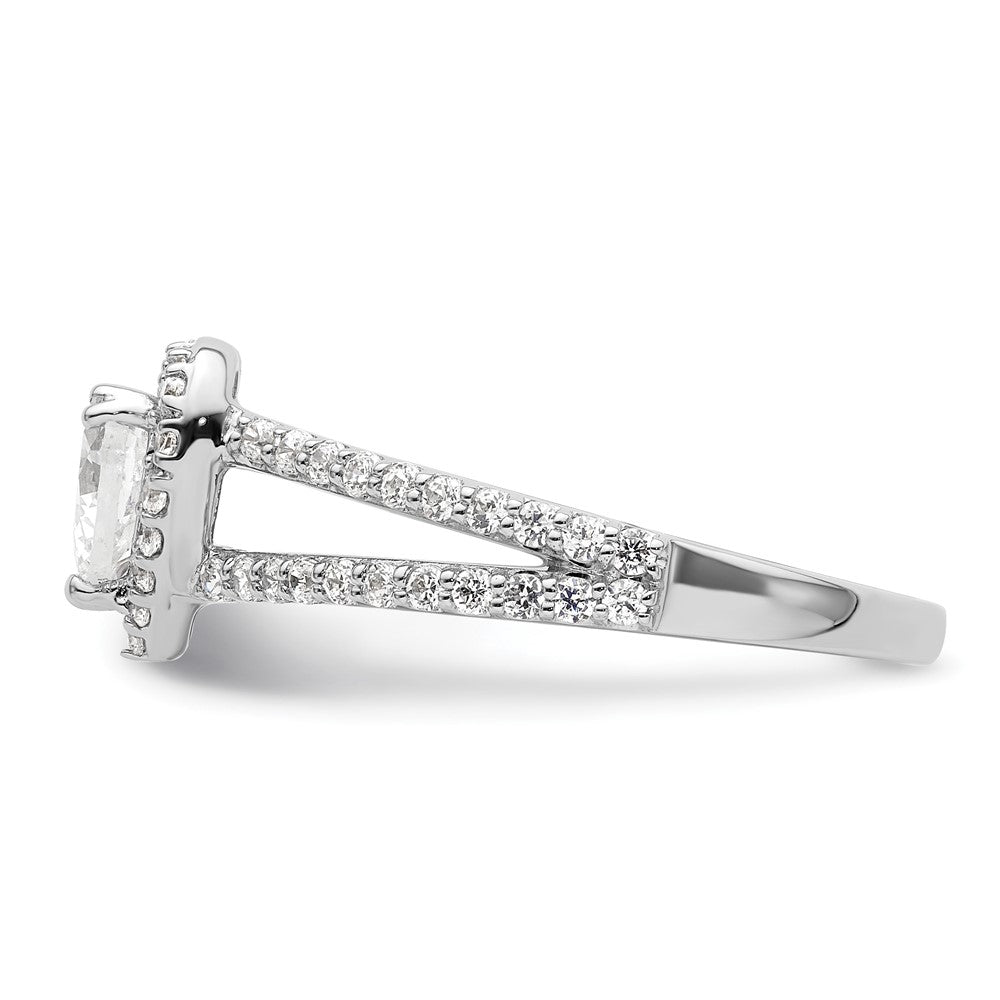 0.50ct. CZ Solid Real 14K White Gold Heart Halo Engagement Ring