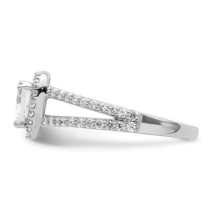 0.50ct. CZ Solid Real 14K White Gold Heart Halo Engagement Ring