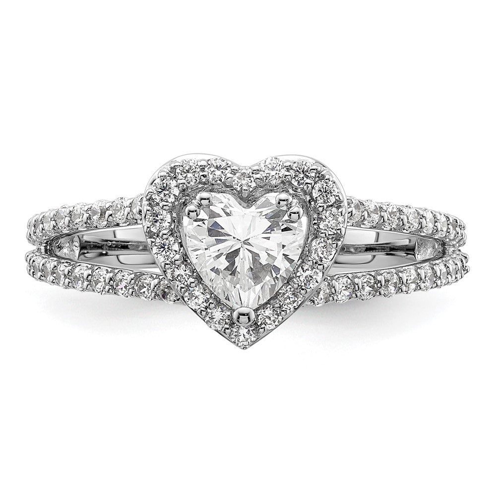 0.50ct. CZ Solid Real 14K White Gold Heart Halo Engagement Ring