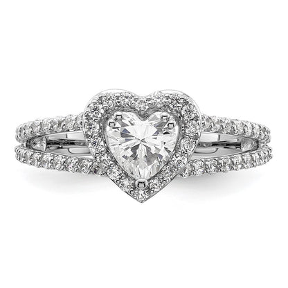 0.50ct. CZ Solid Real 14K White Gold Heart Halo Engagement Ring