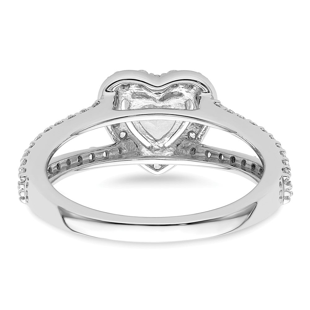 0.50ct. CZ Solid Real 14K White Gold Heart Halo Engagement Ring