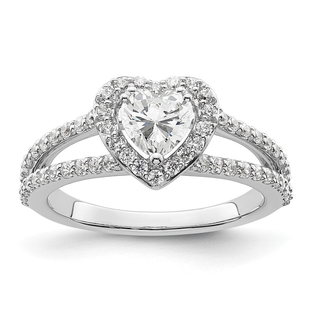 0.50ct. CZ Solid Real 14K White Gold Heart Halo Engagement Ring