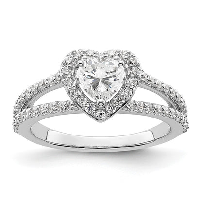 0.50ct. CZ Solid Real 14K White Gold Heart Halo Engagement Ring