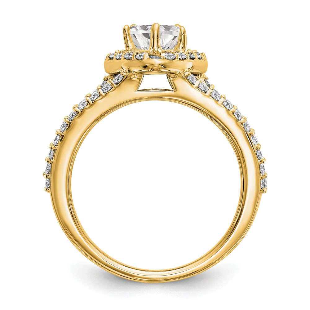 1.00ct. CZ Solid Real 14K Yellow Gold Heart Halo Engagement Ring