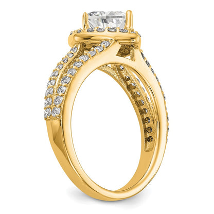 1.00ct. CZ Solid Real 14K Yellow Gold Heart Halo Engagement Ring