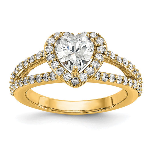 1.00ct. CZ Solid Real 14K Yellow Gold Heart Halo Engagement Ring