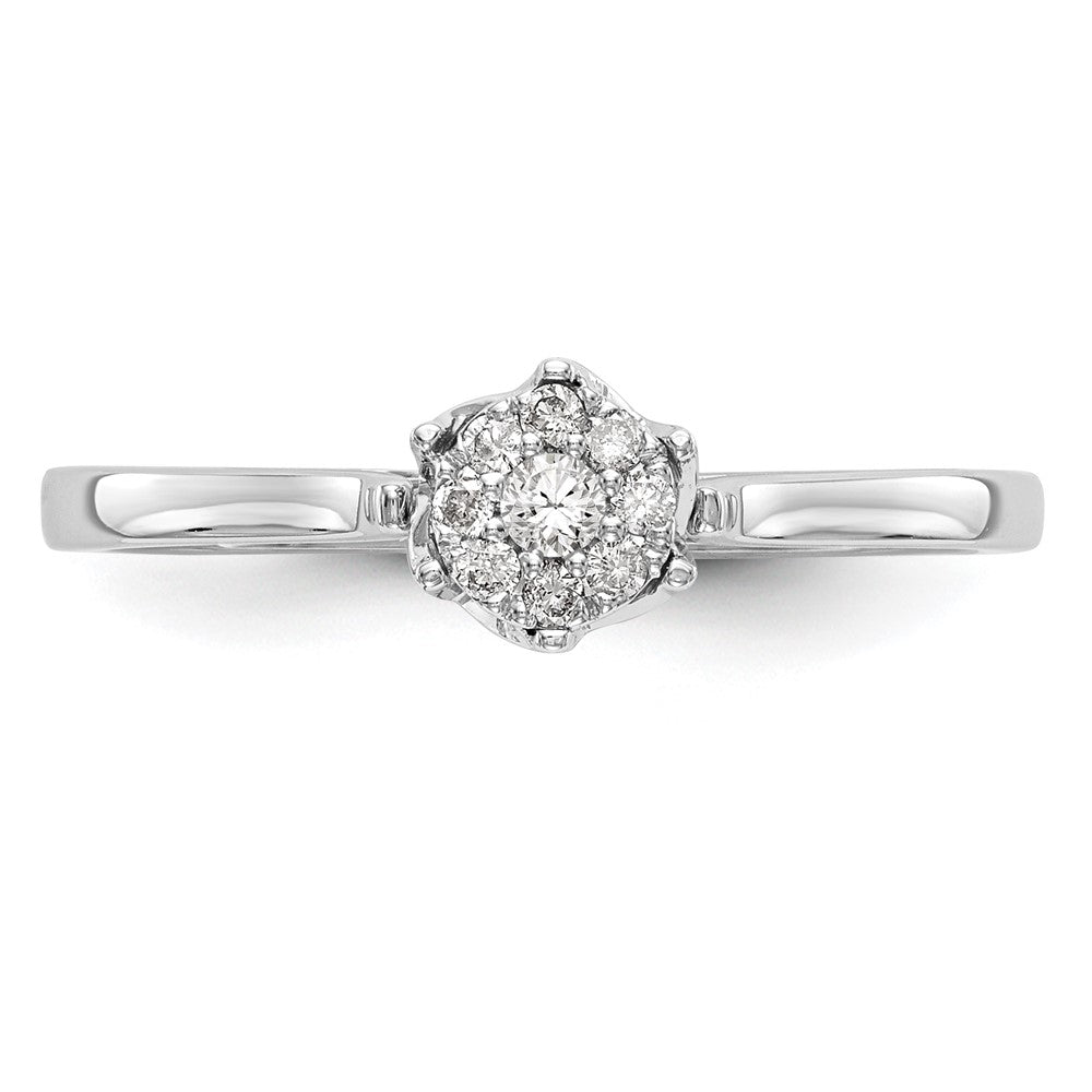 14k White Gold Complete Real Diamond Cluster Engagement Ring