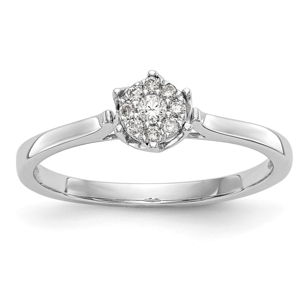 14k White Gold Complete Real Diamond Cluster Engagement Ring