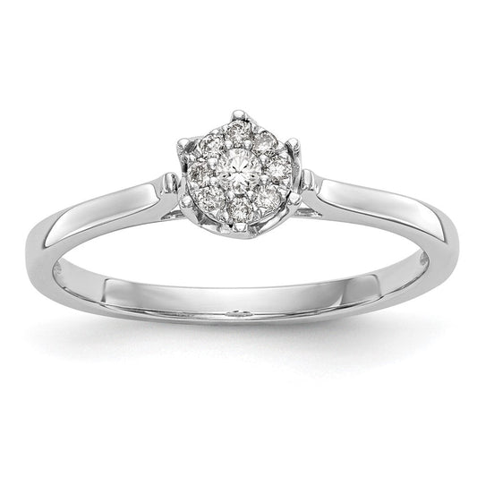 14k White Gold Complete Real Diamond Cluster Engagement Ring