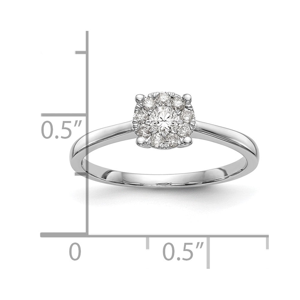 14K White Gold Complete Real Diamond Cluster Engagement Ring