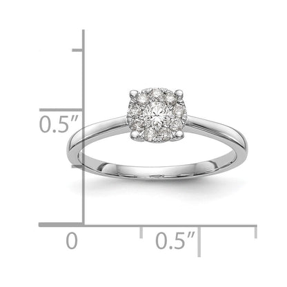 14K White Gold Complete Real Diamond Cluster Engagement Ring