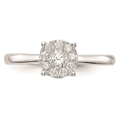 14K White Gold Complete Real Diamond Cluster Engagement Ring