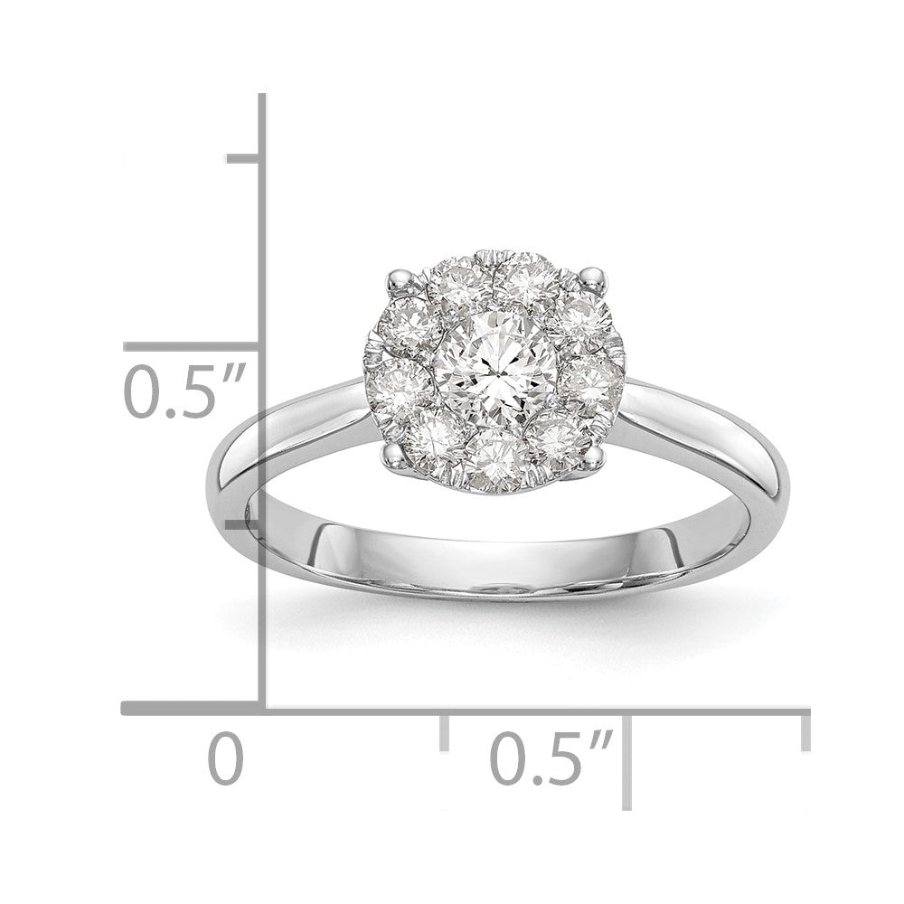 14K White Gold Complete Real Diamond Cluster Engagement Ring
