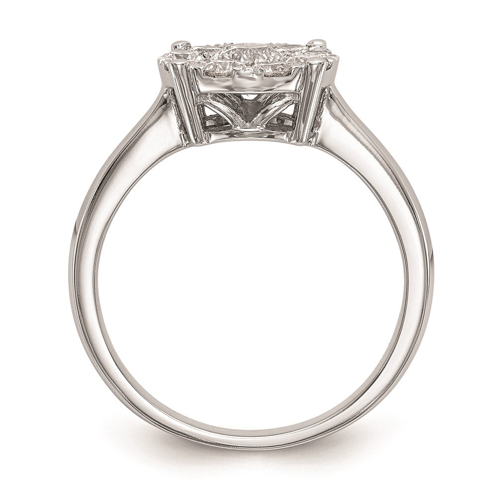 14K White Gold Complete Real Diamond Cluster Engagement Ring