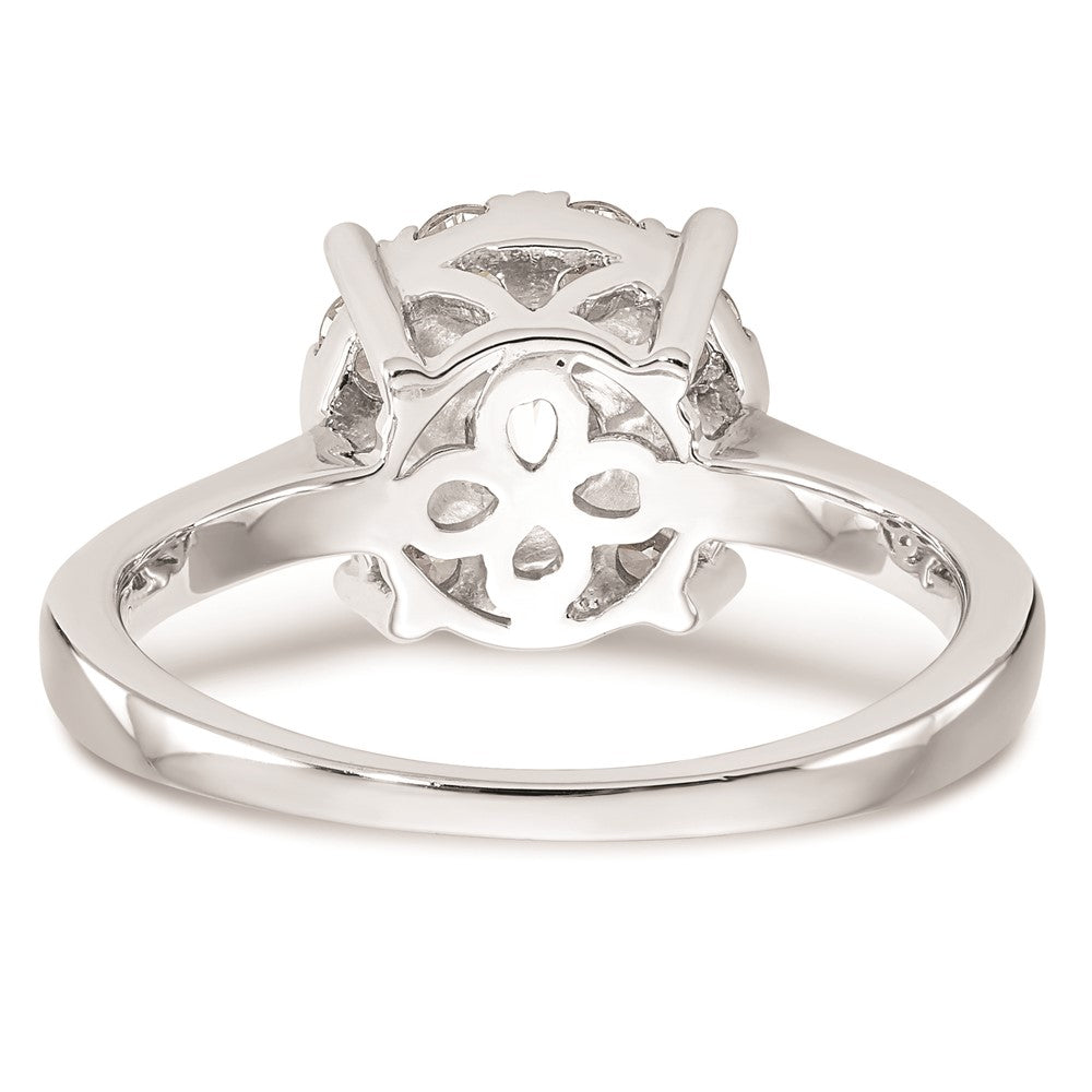 14K White Gold Complete Real Diamond Cluster Engagement Ring
