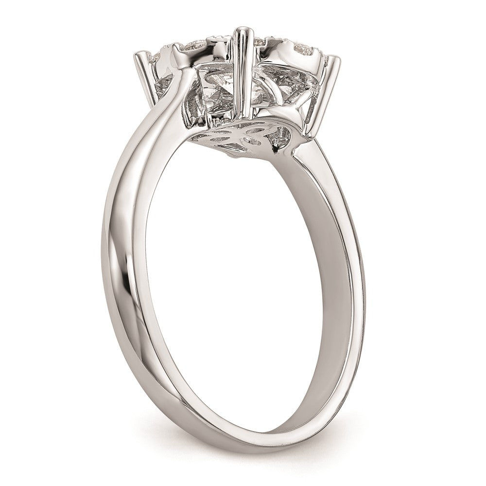 14K White Gold Complete Real Diamond Cluster Engagement Ring