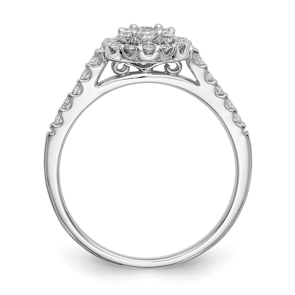 14K White Gold Complete Real Diamond Cluster Engagement Ring