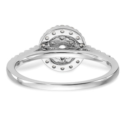 14K White Gold Complete Real Diamond Cluster Engagement Ring