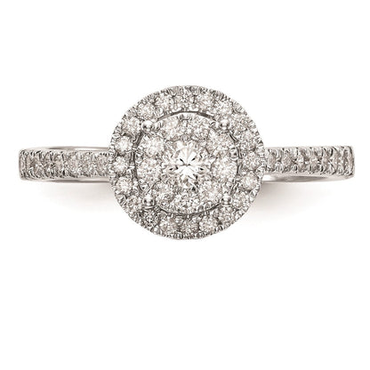 14K White Gold Complete Real Diamond Cluster Engagement Ring