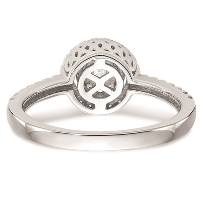 14K White Gold Complete Real Diamond Cluster Engagement Ring