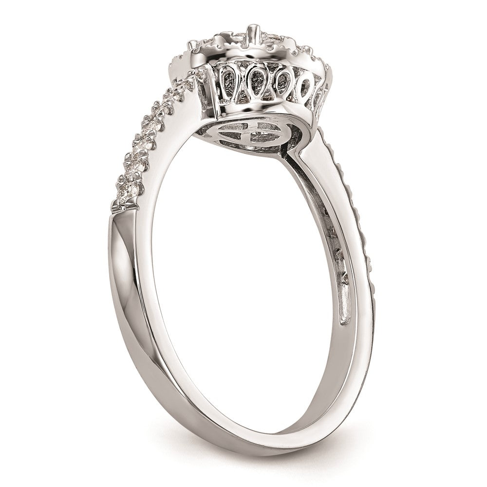 14K White Gold Complete Real Diamond Cluster Engagement Ring